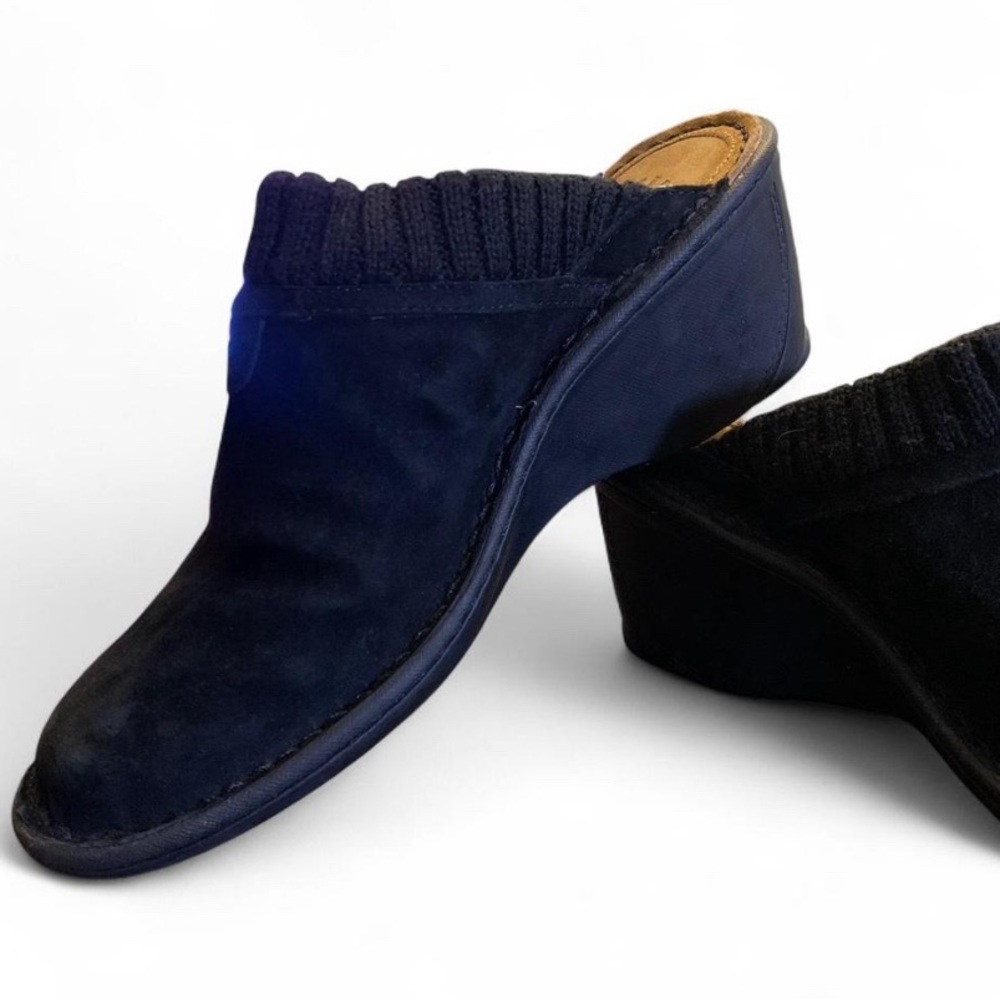 UGG Gael Black Suede Knit Clogs Sz 8 - Picture 2 of 5